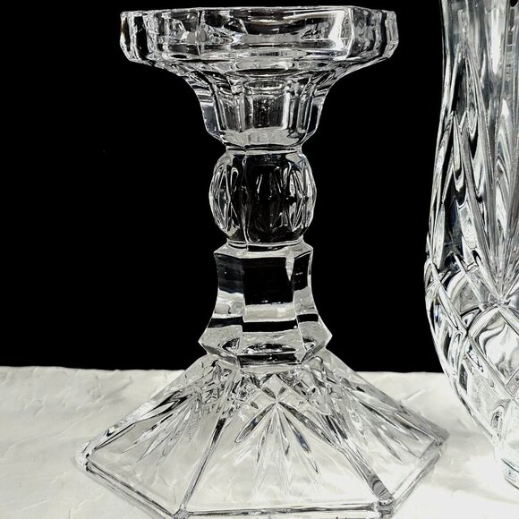 Godinger Lexington Crystal Hurricane Lamp Candleholder 11" cut glass Victorian - Picture 7 of 11